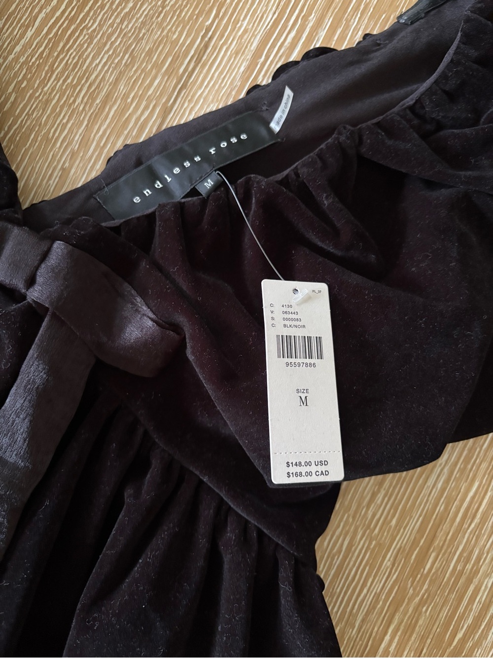 Anthropologie Viral Black Velvet Mini Dress - Picture 2 of 4